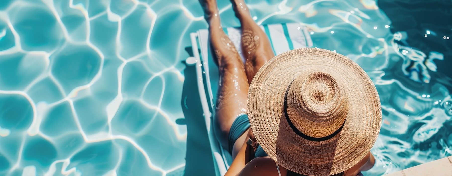 a person lying on a pool